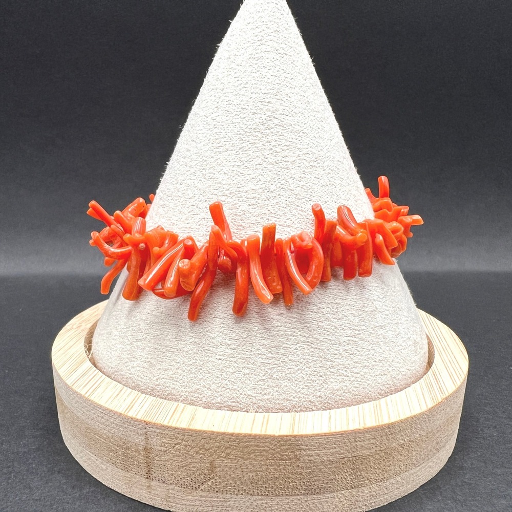 Vintage Coral Branch Bracelet Orange Red Natural Organic Coastal Boho Nautical